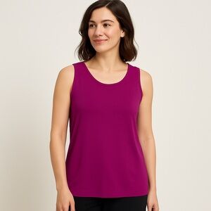 Eileen Fisher Magenta Sleeveless Stretch Tank Top Soft Rayon Blend Petite Large